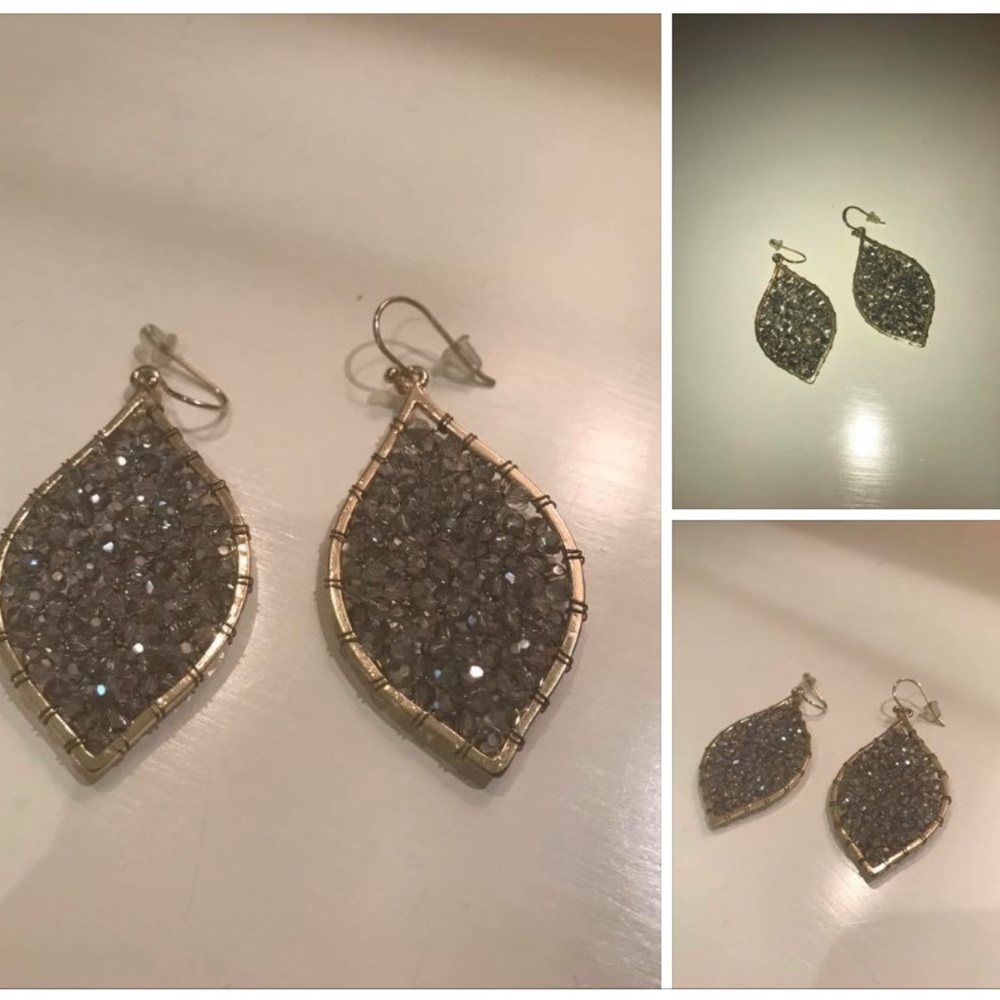Silver/gray beaded earrings